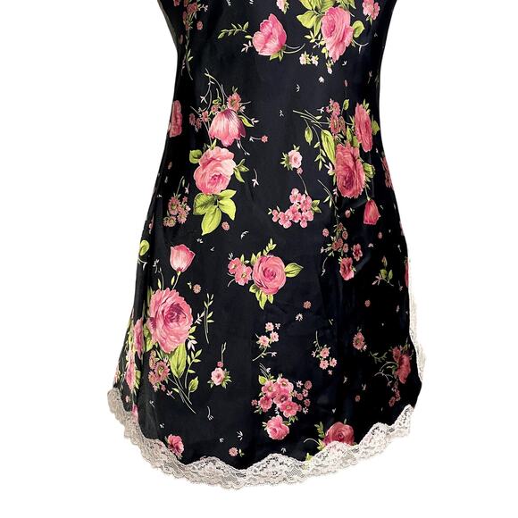 Vintage Y2k Victoria's Secret Satin Lace Floral Gothic Coquette Slip Dress - Picture 9 of 14